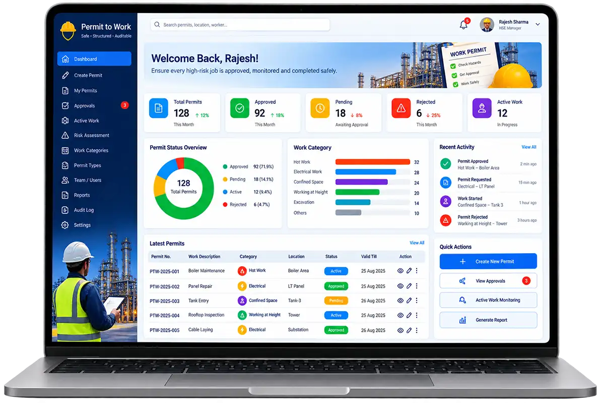 Permit To Work System for Safe & Auditable Work Approvals